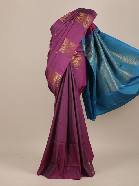 

Pothys Purple & Blue Woven Design Pure Silk Saree