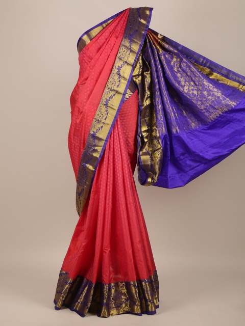 

Pothys Pink & Blue Woven Design Zari Pure Silk Saree