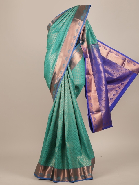 

Pothys Green & Blue Ethnic Motifs Zari Pure Silk Saree