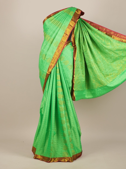 

Pothys Green & Gold-Toned Woven Design Zari Pure Silk Saree