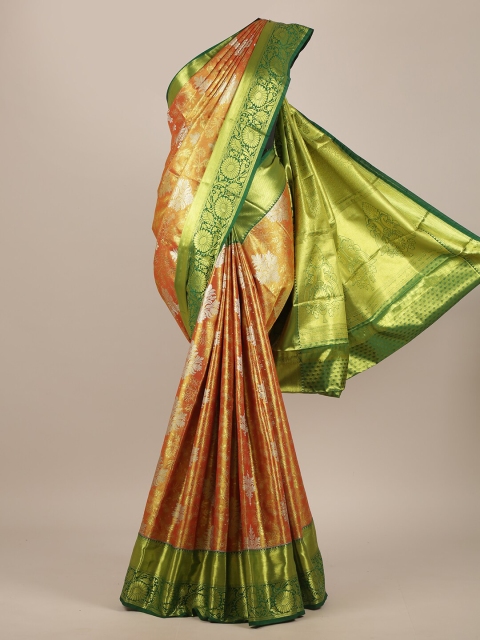 

Pothys Orange & Green Woven Design Zari Pure Silk Saree