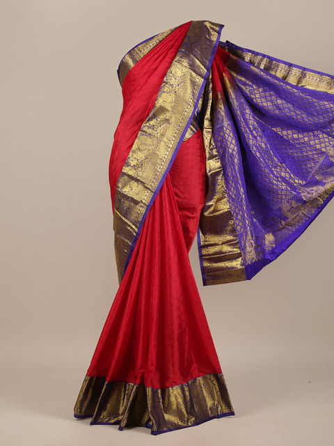 

Pothys Pink & Blue Ethnic Motifs Zari Pure Silk Saree