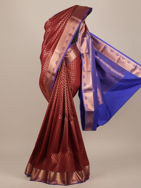 

Pothys Maroon & Blue Woven Design Zari Pure Silk Saree