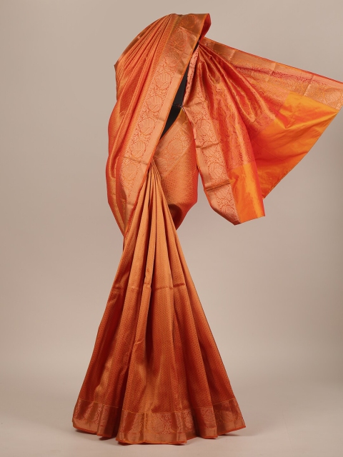 

Pothys Orange & Gold-Toned Woven Design Zari Pure Silk Saree