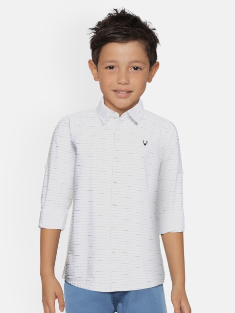 

Allen Solly Junior Boys White Striped Pure Cotton Casual Shirt
