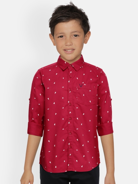

Allen Solly Junior Boys Red Pure Cotton Printed Casual Shirt