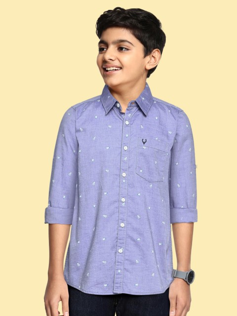 

Allen Solly Junior Boys Blue Boxy Conversational Opaque Self Design Casual Cotton Shirt