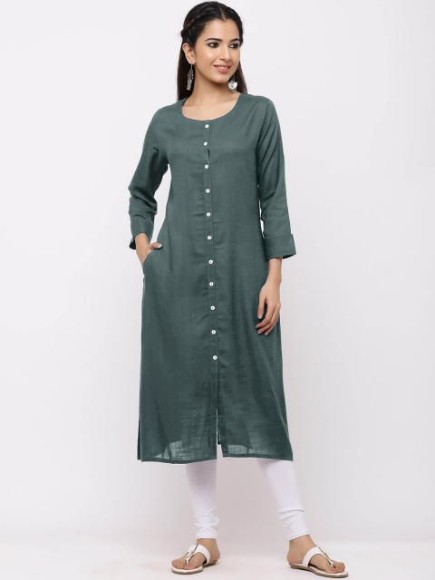 

ZOLA Women Grey Solid Straight Kurta With Pocket