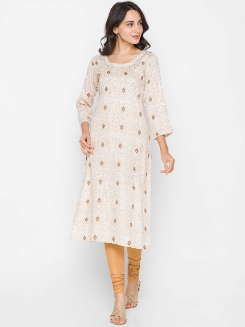 

ZOLA Women Beige & Mustard Yellow Printed Kurta