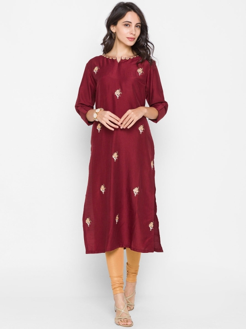 

ZOLA Women Red Ethnic Motifs Embroidered Kurta