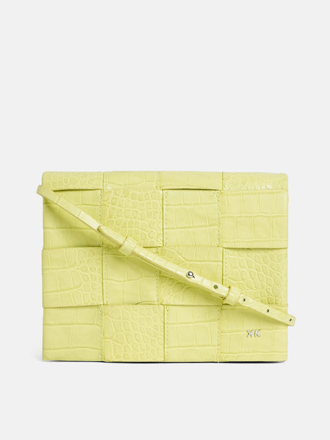 

KENDALL & KYLIE Lime Green Leather Structured Sling Bag