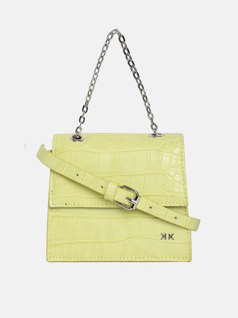 

KENDALL & KYLIE Lime Green Textured Leather Sling Bag