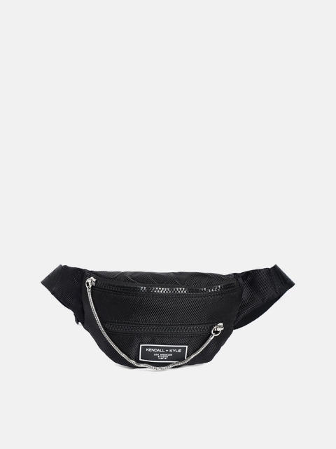 

KENDALL & KYLIE Women Black Leather Half Moon Fanny Pack