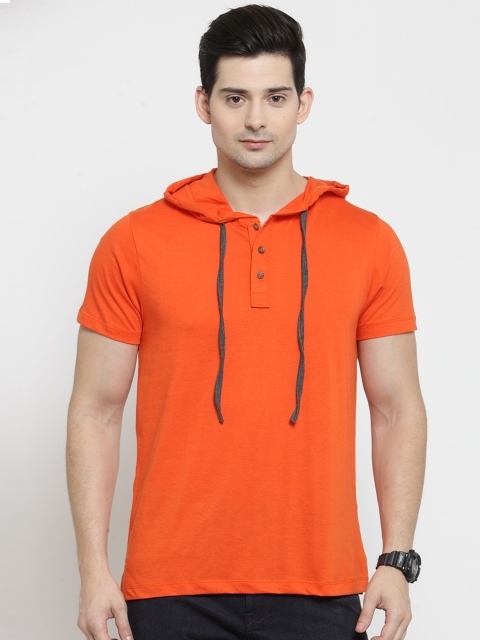 

Kalt Men Orange Hooded T-shirt