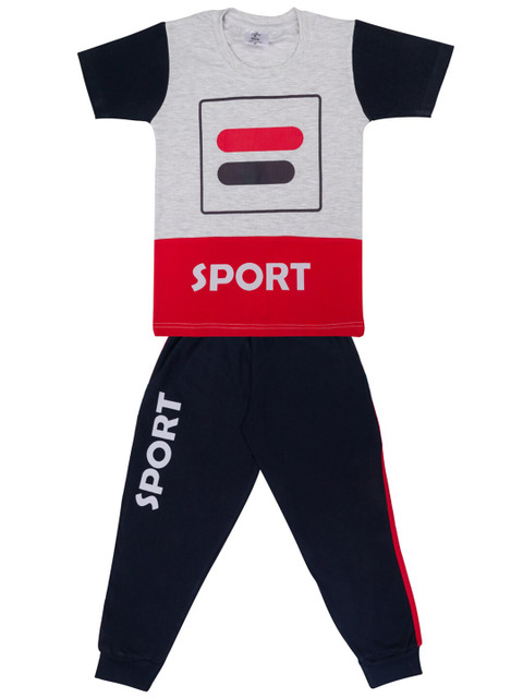 

Todd N Teen Boys Red & Black Printed T-shirt with Trousers