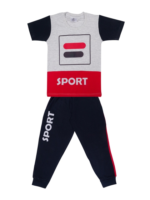 

Todd N Teen Boys Red & Black Printed T-shirt with Trousers
