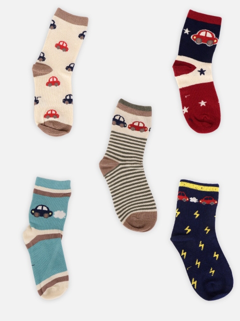 

PASSION PETALS Boys Pack of 5 Assorted Printed Ankle Length Socks