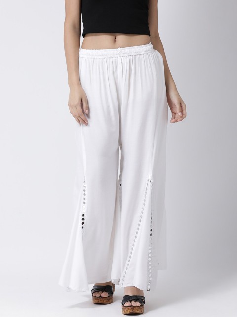 

Charitra Women White Embellished Flared Ethnic Palazzos