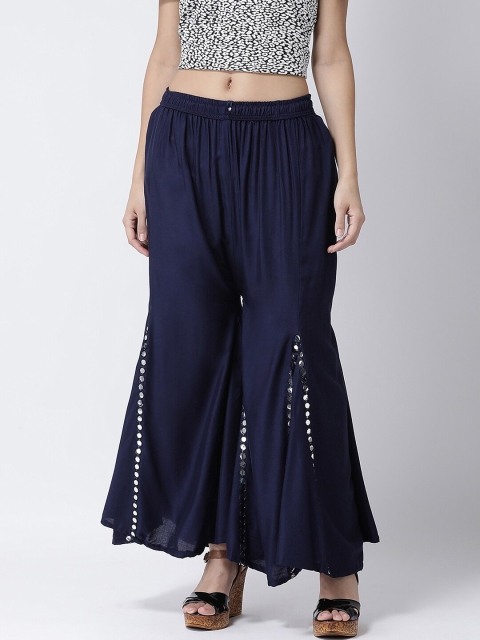 

Charitra Women Navy Blue Flared Palazzos