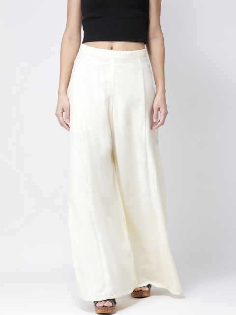 

Charitra Women Off White Flared Palazzos