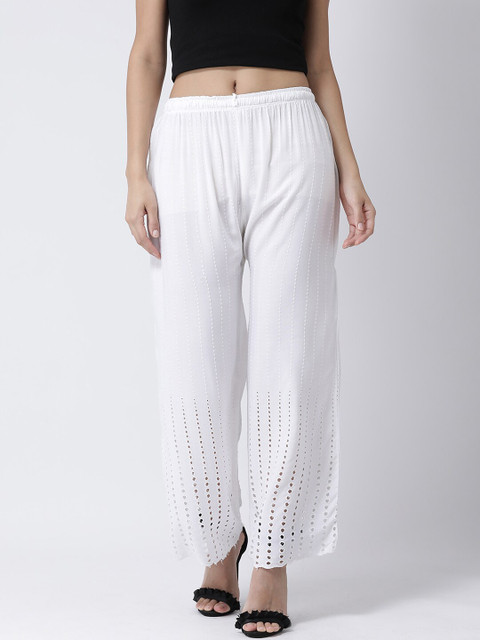 

Charitra Women White Embroidered Palazzos