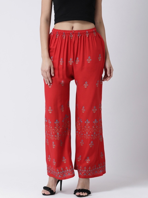

Charitra Women Red & Blue Floral Printed Palazzos