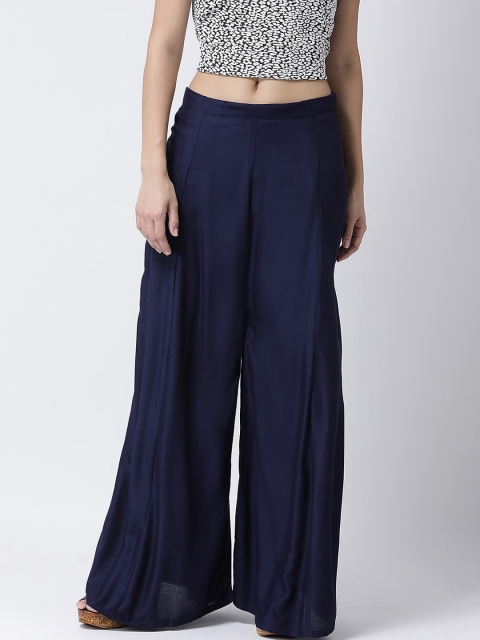 

Charitra Women Navy Blue Flared Ethnic Palazzos