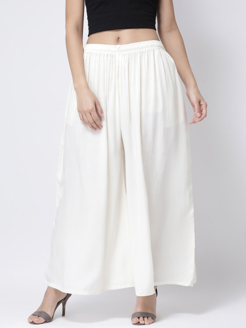 

Charitra Women Cream-Coloured Flared Palazzos