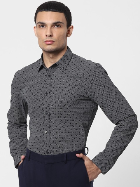

Jack & Jones Men Black Slim Fit Opaque Printed Casual Shirt
