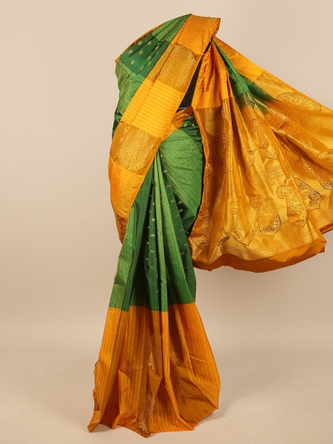 

Pothys Mustard & Green Woven Design Pure Silk Saree