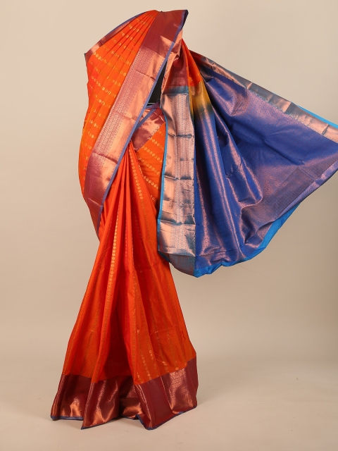 

Pothys Orange & Blue Woven Design Zari Pure Silk Saree