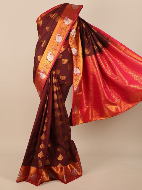 

Pothys Maroon & Pink Ethnic Motifs Pure Silk Saree