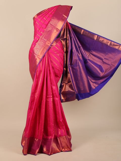 

Pothys Pink & Blue Ethnic Motifs Pure Silk Saree