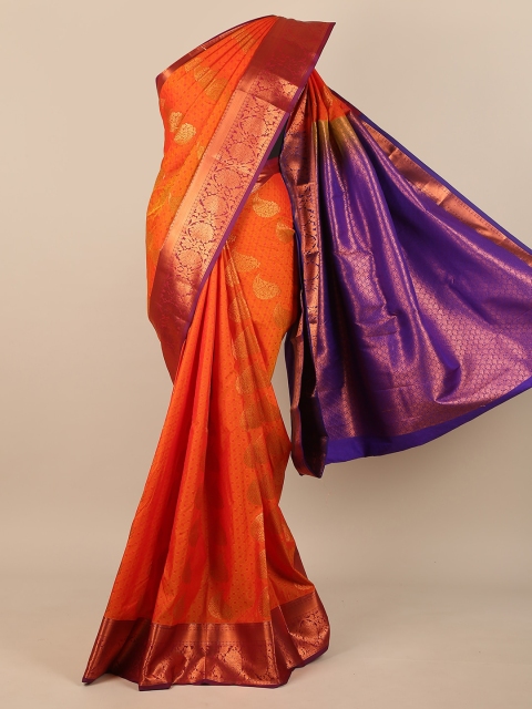 

Pothys Orange & Blue Ethnic Motifs Pure Silk Saree
