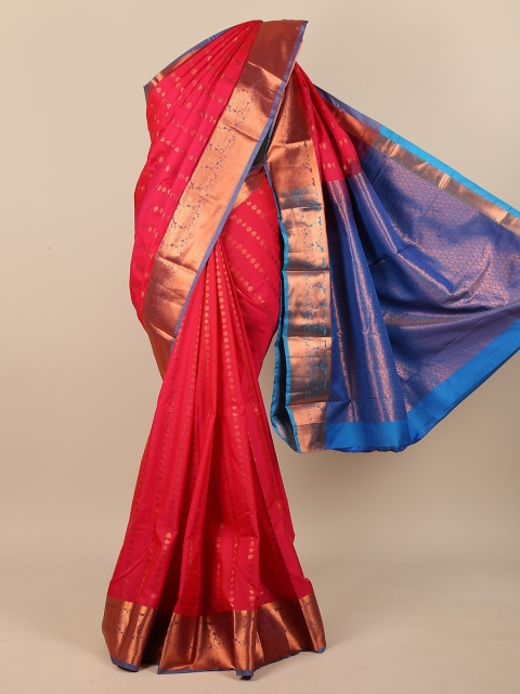 

Pothys Pink & Blue Woven Design Zari Pure Silk Saree