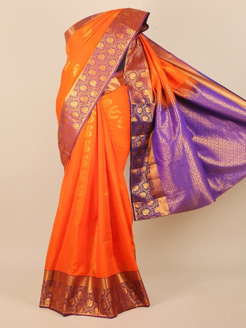 

Pothys Orange & Purple Ethnic Motifs Pure Silk Saree
