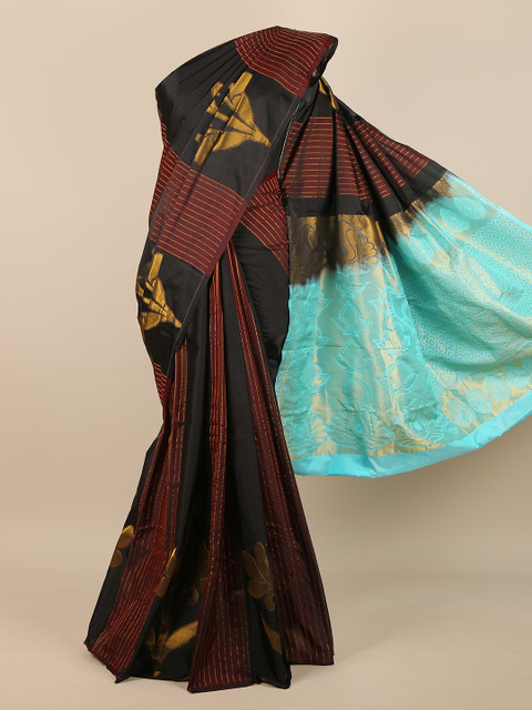 

Pothys Black & Maroon Woven Design Pure Silk Saree