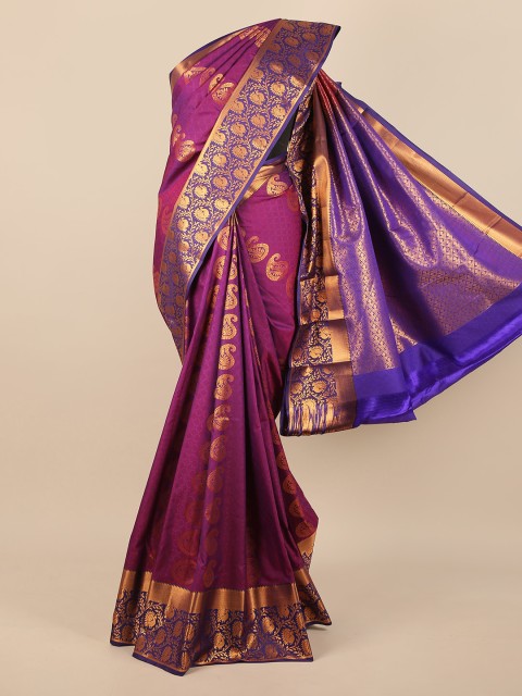 

Pothys Purple & Blue Ethnic Motifs Pure Silk Saree