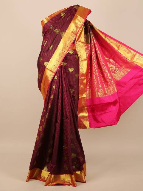 

Pothys Maroon & Pink Ethnic Motifs Pure Silk Saree