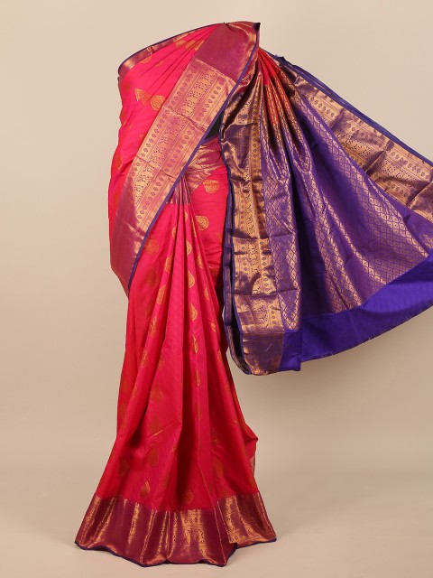 

Pothys Pink & Blue Woven Design Pure Silk Saree