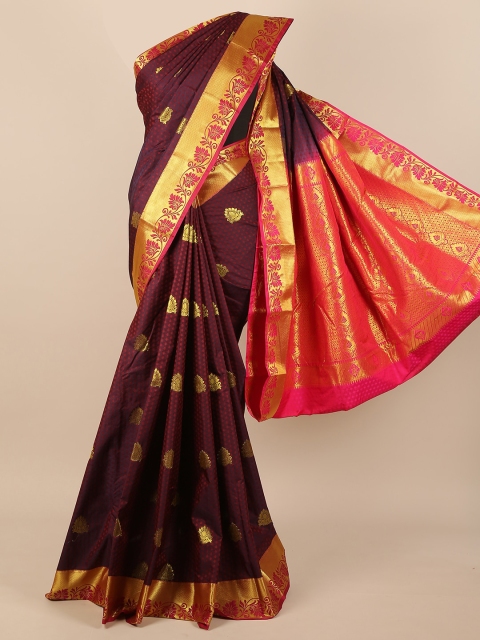 

Pothys Maroon & Pink Ethnic Motifs Pure Silk Saree