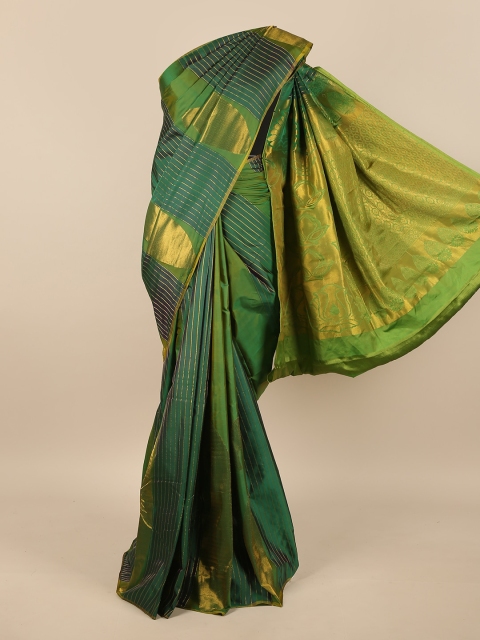 

Pothys Green & Gold-Toned Woven Design Pure Silk Saree