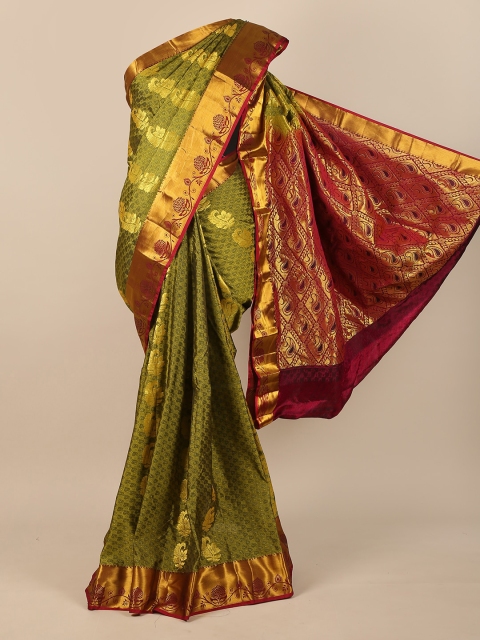 

Pothys Green & Red Ethnic Motifs Pure Silk Saree