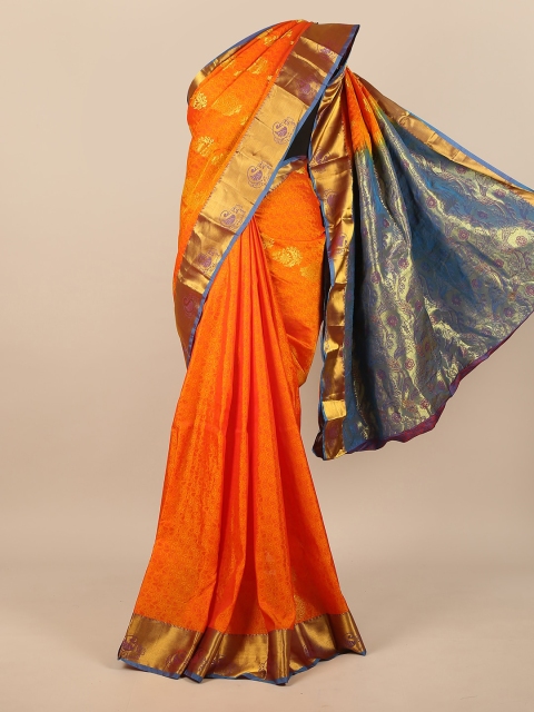 

Pothys Orange & Lavender Ethnic Motifs Pure Silk Saree