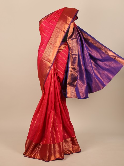 

Pothys Pink & Purple Woven Design Pure Silk Saree