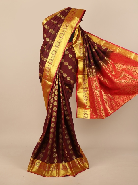 

Pothys Maroon & Red Woven Design Pure Silk Saree