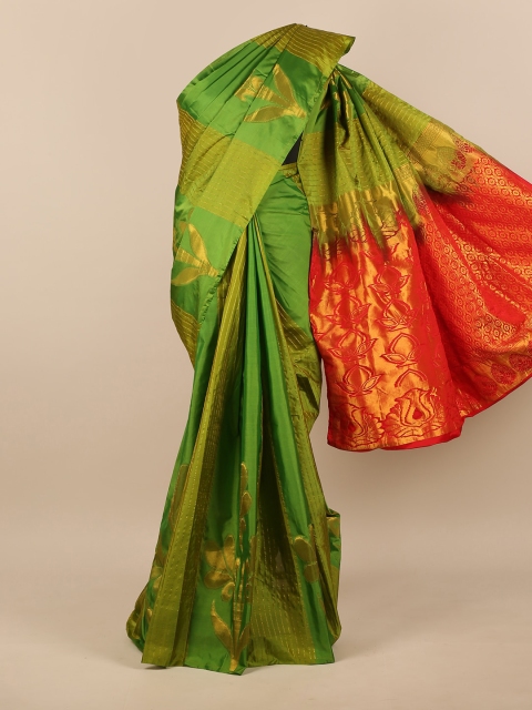 

Pothys Green & Orange Woven Design Pure Silk Saree
