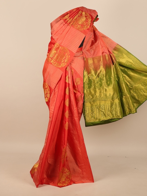 

Pothys Pink & Green Woven Design Pure Silk Saree