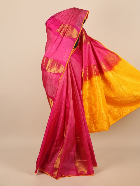 

Pothys Pink & Gold-Toned Woven Design Pure Silk Saree