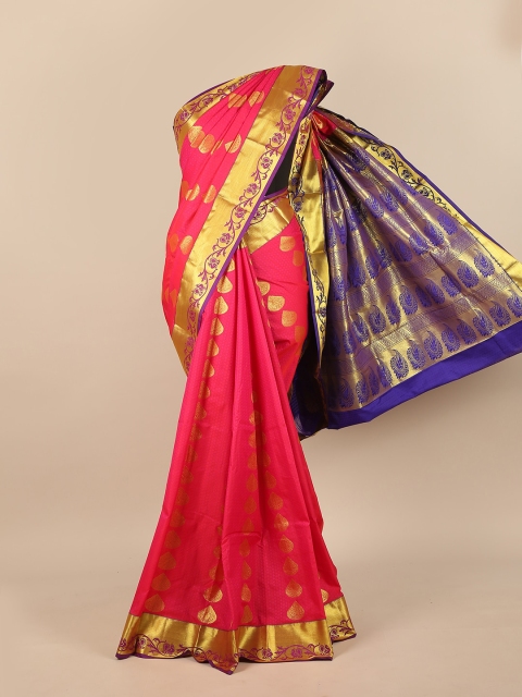 

Pothys Pink & Blue Ethnic Motifs Zari Pure Silk Saree